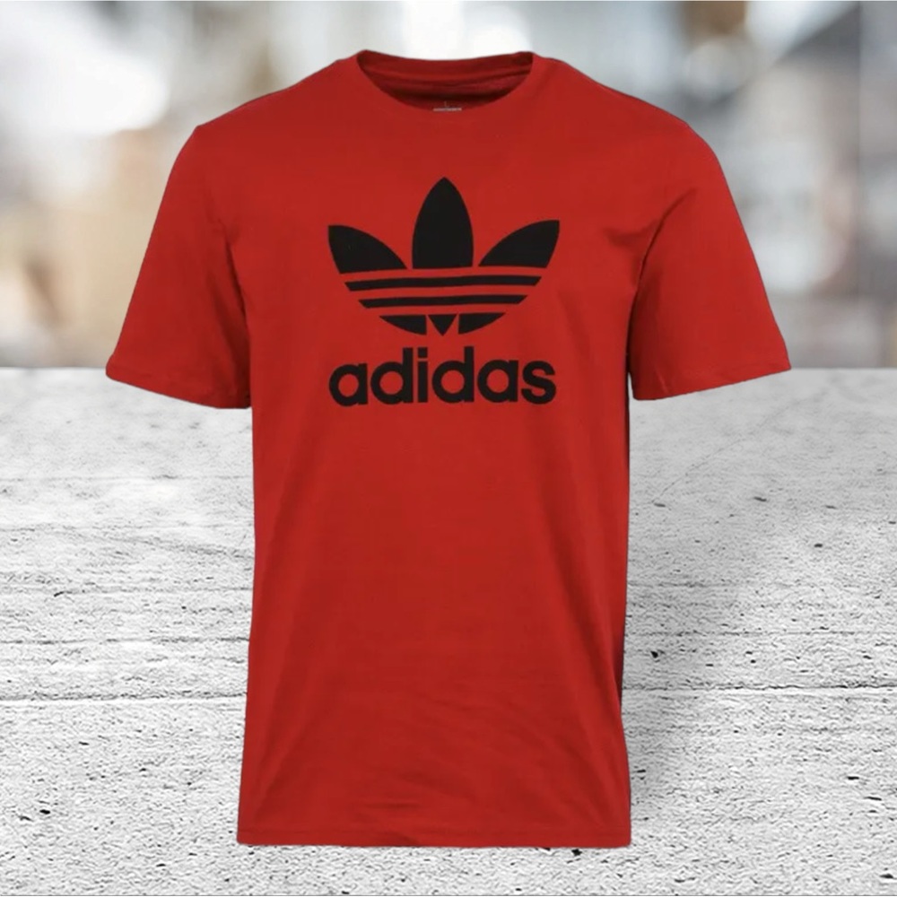 Adidas Originals Men's Basic T Shirt Trefoil BranRed Black Cotton New